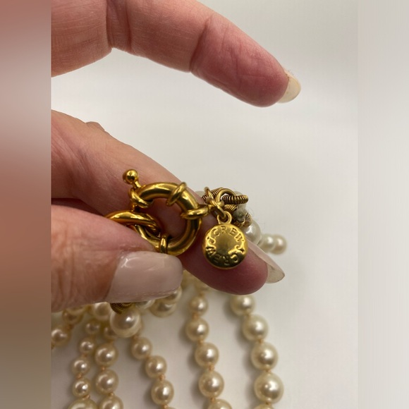 J. Crew Four Strand Faux Pearl Twisted Hammock Gold Tone Necklace πHPπ - Picture 7 of 11